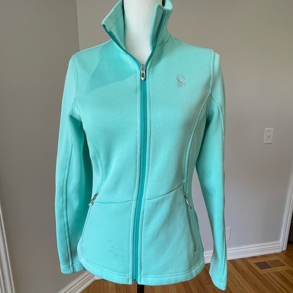 Spyder Core teal mint green medium zippered jacket ski wear layer snow - Picture 3 of 16